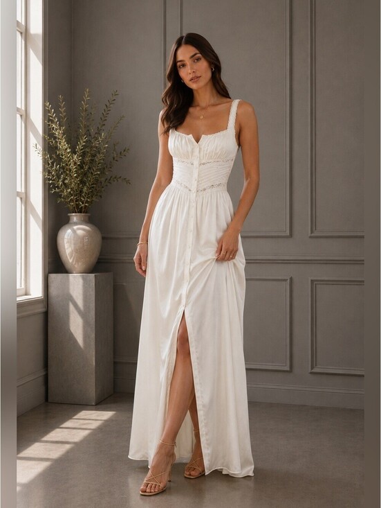 HOUSE OF CB Dresses & Skirts - House of CB White Maxi Button-Front Corset Dress